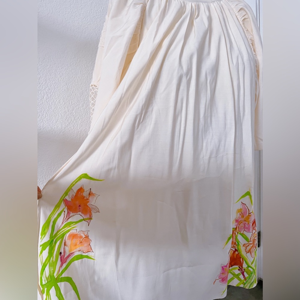 One of a Kind Boho Hand Painted Laser Cut Dress